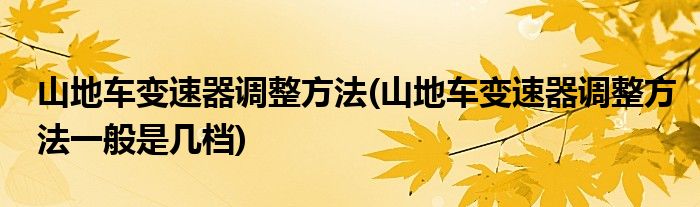 山地車(chē)變速器調(diào)整方法(山地車(chē)變速器調(diào)整方法一般是幾檔)