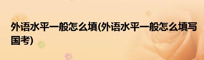 外語水平一般怎么填(外語水平一般怎么填寫國考)