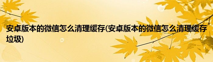 安卓版本的微信怎么清理緩存(安卓版本的微信怎么清理緩存垃圾)