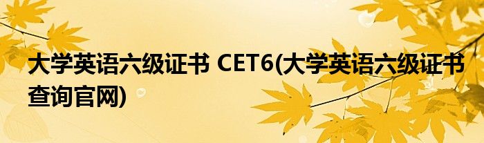 大學英語六級證書 CET6(大學英語六級證書查詢官網)