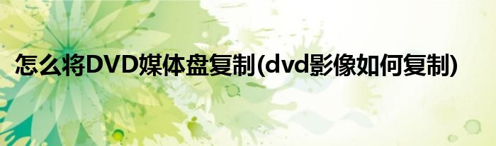 怎么將DVD媒體盤復(fù)制(dvd影像如何復(fù)制)