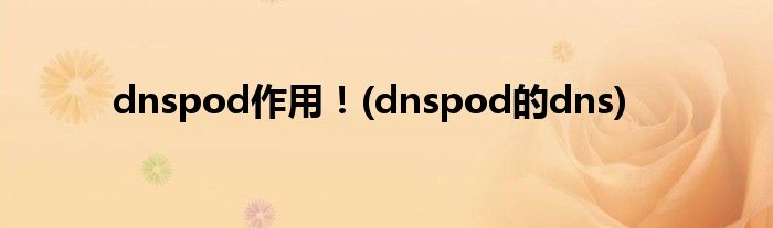 dnspod作用！(dnspod的dns)