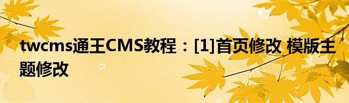 twcms通王CMS教程：[1]首頁修改 模版主題修改