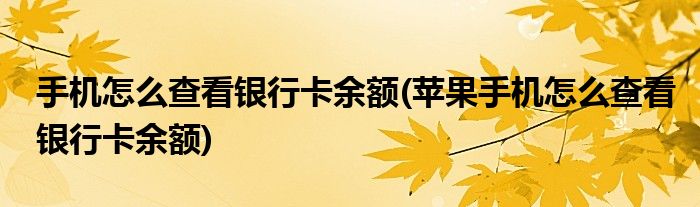 手機(jī)怎么查看銀行卡余額(蘋果手機(jī)怎么查看銀行卡余額)