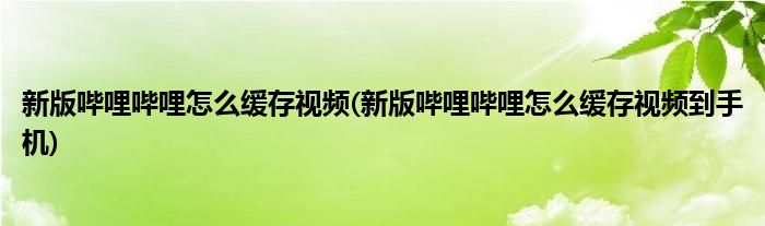 新版嗶哩嗶哩怎么緩存視頻(新版嗶哩嗶哩怎么緩存視頻到手機)