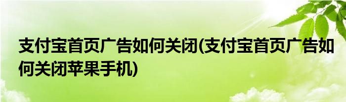 支付寶首頁廣告如何關閉(支付寶首頁廣告如何關閉蘋果手機)