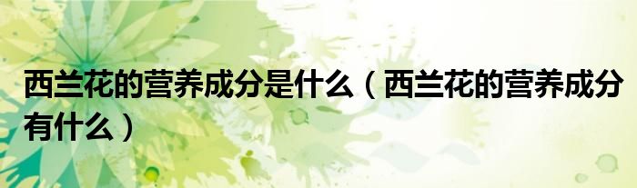 西蘭花的營養(yǎng)成分是什么（西蘭花的營養(yǎng)成分有什么）