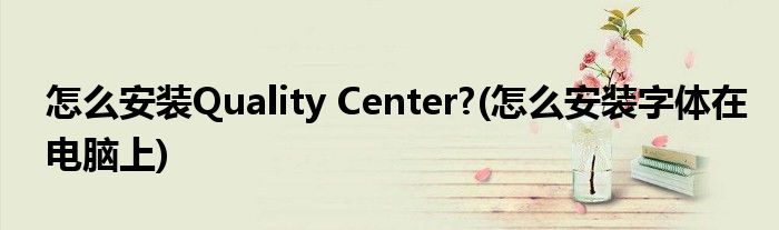 怎么安裝Quality Center?(怎么安裝字體在電腦上)