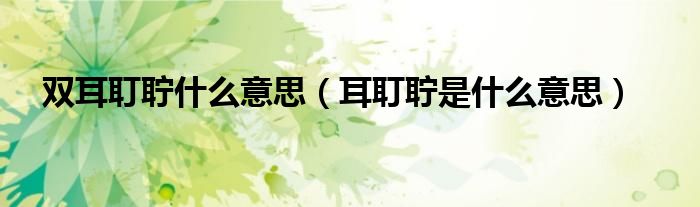 雙耳耵聹?zhǔn)裁匆馑迹ǘ袈準(zhǔn)鞘裁匆馑迹? /></span>
		<span id=