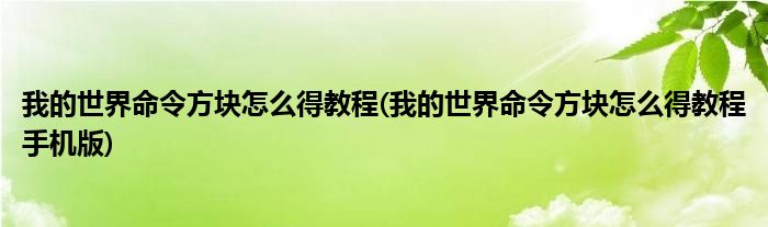 我的世界命令方塊怎么得教程(我的世界命令方塊怎么得教程手機(jī)版)