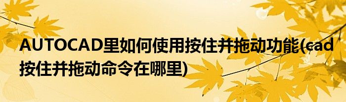 AUTOCAD里如何使用按住并拖動功能(cad按住并拖動命令在哪里)