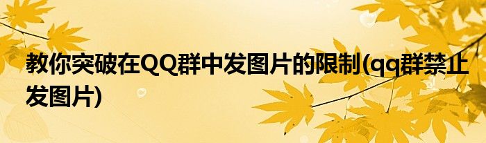 教你突破在QQ群中發(fā)圖片的限制(qq群禁止發(fā)圖片)