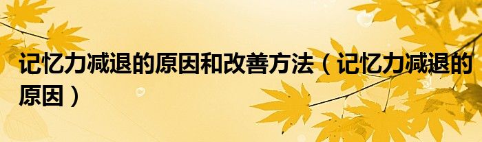 記憶力減退的原因和改善方法（記憶力減退的原因）