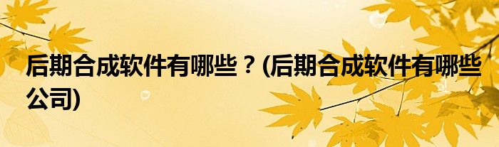 后期合成軟件有哪些？(后期合成軟件有哪些公司)