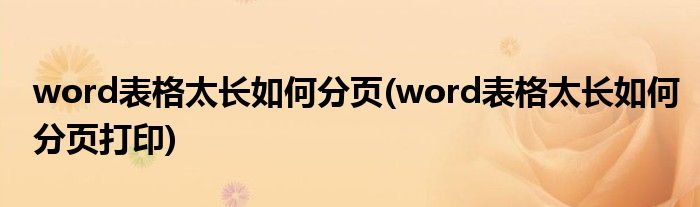 word表格太長(zhǎng)如何分頁(yè)(word表格太長(zhǎng)如何分頁(yè)打印)