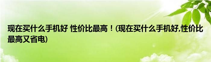 現(xiàn)在買什么手機好 性價比最高！(現(xiàn)在買什么手機好,性價比最高又省電)