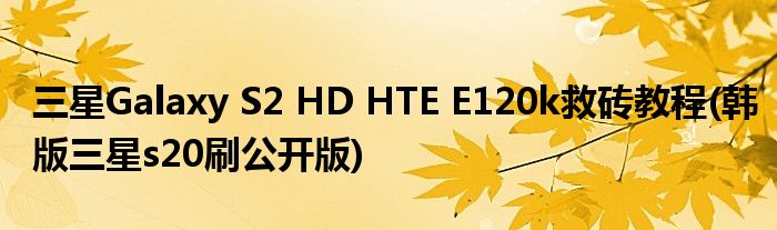 三星Galaxy S2 HD HTE E120k救磚教程(韓版三星s20刷公開版)