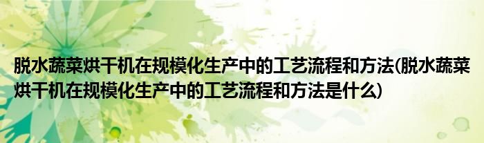 脫水蔬菜烘干機在規(guī)?；a(chǎn)中的工藝流程和方法(脫水蔬菜烘干機在規(guī)?；a(chǎn)中的工藝流程和方法是什么)