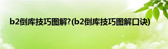 b2倒庫(kù)技巧圖解?(b2倒庫(kù)技巧圖解口訣)