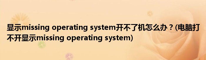 顯示missing operating system開不了機(jī)怎么辦？(電腦打不開顯示missing operating system)