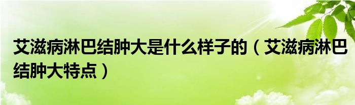 艾滋病淋巴結(jié)腫大是什么樣子的（艾滋病淋巴結(jié)腫大特點）