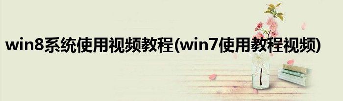 win8系統(tǒng)使用視頻教程(win7使用教程視頻)