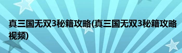 真三國(guó)無(wú)雙3秘籍攻略(真三國(guó)無(wú)雙3秘籍攻略視頻)