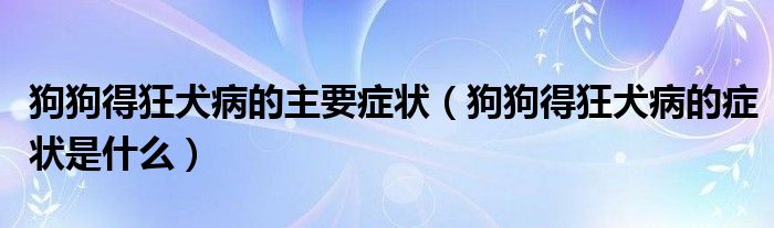 狗狗得狂犬病的主要癥狀（狗狗得狂犬病的癥狀是什么）