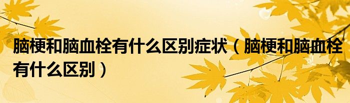 腦梗和腦血栓有什么區(qū)別癥狀（腦梗和腦血栓有什么區(qū)別）