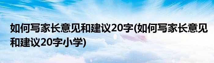 如何寫家長意見和建議20字(如何寫家長意見和建議20字小學(xué))