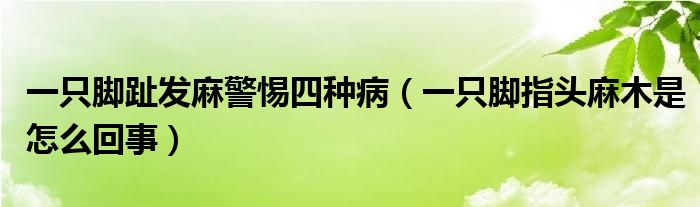 一只腳趾發(fā)麻警惕四種?。ㄒ恢荒_指頭麻木是怎么回事）