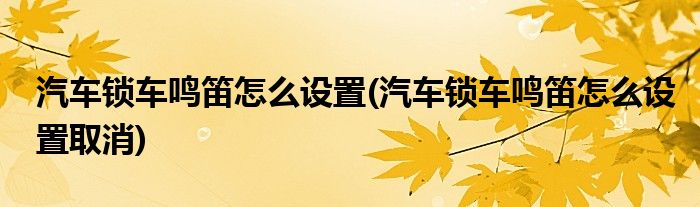 汽車鎖車鳴笛怎么設(shè)置(汽車鎖車鳴笛怎么設(shè)置取消)