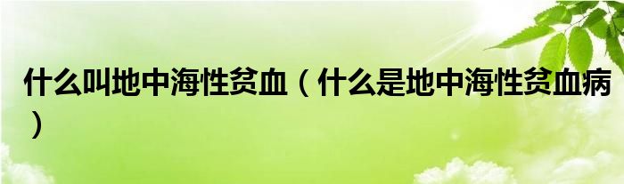 什么叫地中海性貧血（什么是地中海性貧血病）