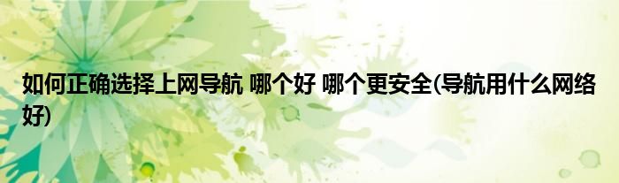 如何正確選擇上網(wǎng)導(dǎo)航 哪個(gè)好 哪個(gè)更安全(導(dǎo)航用什么網(wǎng)絡(luò)好)