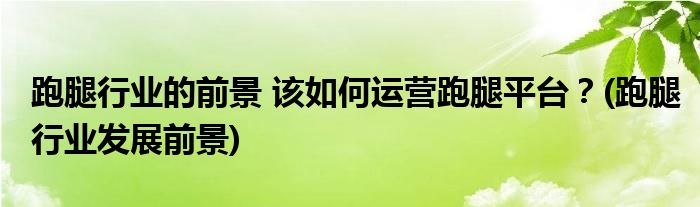 跑腿行業(yè)的前景 該如何運(yùn)營(yíng)跑腿平臺(tái)？(跑腿行業(yè)發(fā)展前景)