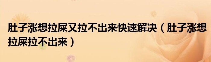 肚子漲想拉屎又拉不出來快速解決（肚子漲想拉屎拉不出來）