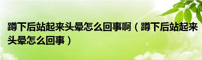 蹲下后站起來(lái)頭暈怎么回事?。ǘ紫潞笳酒饋?lái)頭暈怎么回事）