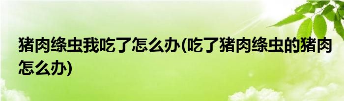 豬肉絳蟲我吃了怎么辦(吃了豬肉絳蟲的豬肉怎么辦)