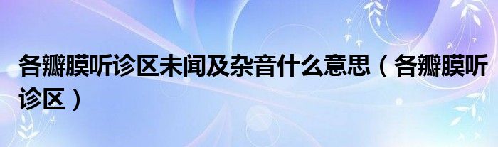 各瓣膜聽診區(qū)未聞及雜音什么意思（各瓣膜聽診區(qū)）