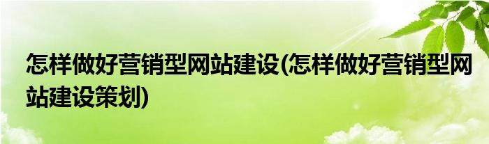 怎樣做好營(yíng)銷型網(wǎng)站建設(shè)(怎樣做好營(yíng)銷型網(wǎng)站建設(shè)策劃)