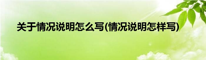 關于情況說明怎么寫(情況說明怎樣寫)