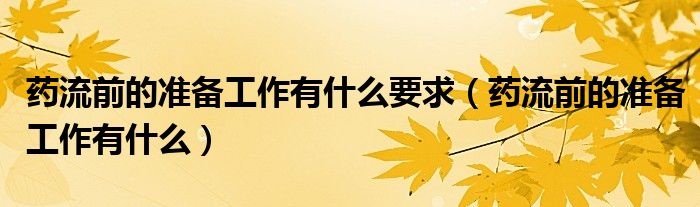 藥流前的準(zhǔn)備工作有什么要求（藥流前的準(zhǔn)備工作有什么）