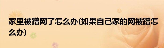 家里被蹭網(wǎng)了怎么辦(如果自己家的網(wǎng)被蹭怎么辦)