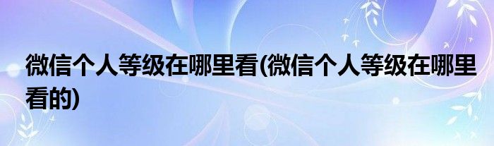 微信個(gè)人等級(jí)在哪里看(微信個(gè)人等級(jí)在哪里看的)