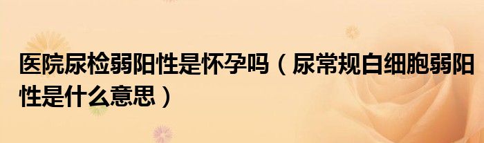 醫(yī)院尿檢弱陽性是懷孕嗎（尿常規(guī)白細胞弱陽性是什么意思）