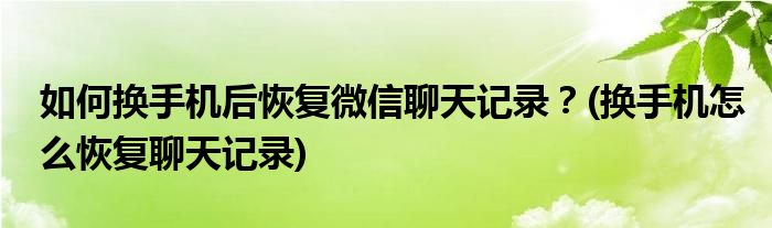 如何換手機后恢復(fù)微信聊天記錄？(換手機怎么恢復(fù)聊天記錄)