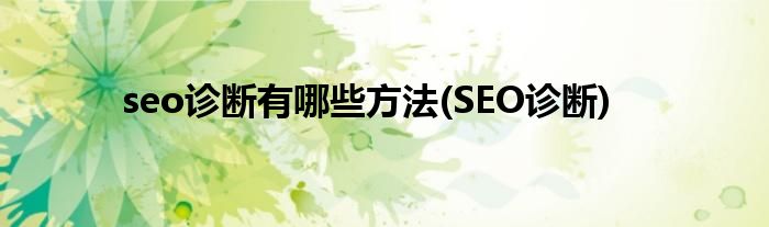 seo診斷有哪些方法(SEO診斷)