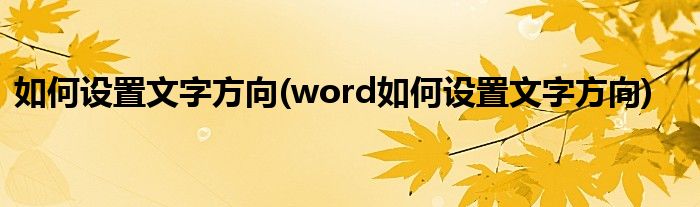 如何設(shè)置文字方向(word如何設(shè)置文字方向)