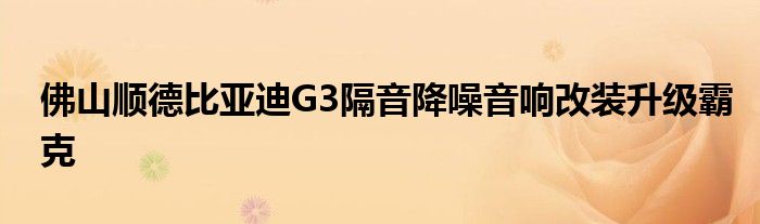 佛山順德比亞迪G3隔音降噪音響改裝升級霸克