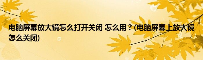 電腦屏幕放大鏡怎么打開關(guān)閉 怎么用？(電腦屏幕上放大鏡怎么關(guān)閉)